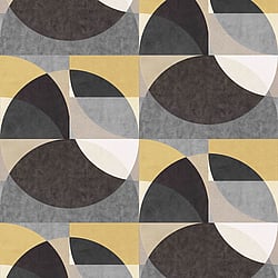 Galerie Wallcoverings Product Code 10150-15 - Elle Decoration Wallpaper Collection - Gold Mustard Grey Cream Colours - Geometric Circle Graphic Design