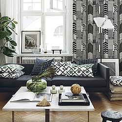 Galerie Wallcoverings Product Code 14111 - Marimekko 5 Wallpaper Collection - Black White Colours - Marimekko Ruutukaava Design