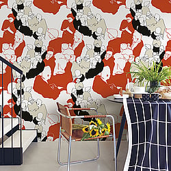 Galerie Wallcoverings Product Code 23360 - Marimekko 5 Wallpaper Collection - Orange Black Green Colours - Marimekko Ystavat Design