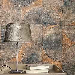 Galerie Wallcoverings Product Code 32822 - Perfecto 2 Wallpaper Collection - Orange Brown Black Colours - Rustic Circle Design