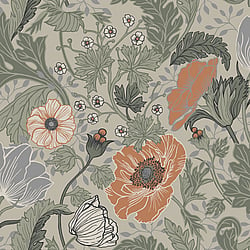 Galerie Wallcoverings Product Code 33001 - Apelviken 2 Wallpaper Collection - Green Orange Colours - Anemone Design