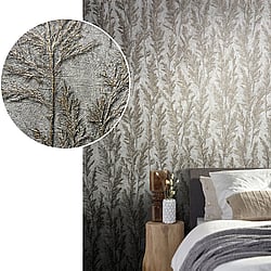 Galerie Wallcoverings Product Code 33212 - Natural Opulence Wallpaper Collection - Silver Colours - Feathery Tree Design