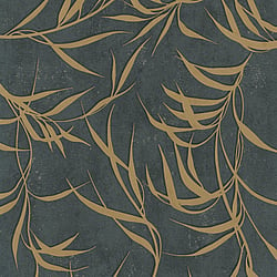 Galerie Wallcoverings Product Code 34289 - Urban Textures Wallpaper Collection - Black  Gold Colours - Leaf Design