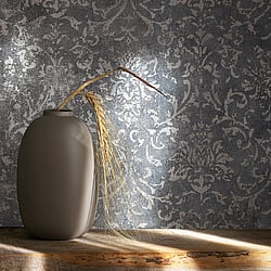 Galerie Wallcoverings Product Code 34296 - Urban Textures Wallpaper Collection - Black  Silver Colours - Ornamental Design