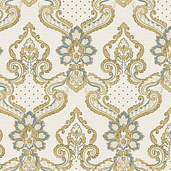 Galerie Wallcoverings Product Code 42506 - Opulence Wallpaper Collection - Gold Blue Colours - Luxury Italian Damask Design