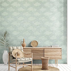 Galerie Wallcoverings Product Code 64984 - Crafted Wallpaper Collection - Green Silver   Colours - Stamped Design