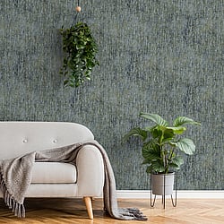 Galerie Wallcoverings Product Code 65013 - Feel Wallpaper Collection - Dark Blue Gold Light Blue Colours - Bark Design