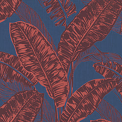 Galerie Wallcoverings Product Code 6769-70 - Imagine Wallpaper Collection - Blue Red Colours - Tropical Leaf Print Design