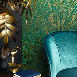 Galerie Wallcoverings Product Code 91936 - Energy Wallpaper Collection - Green, Gold Colours - Fan Palm Design