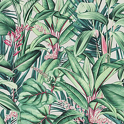 Galerie Wallcoverings Product Code AM30003 - Amazonia Wallpaper Collection - Green Pink Colours - Tropical Print Design