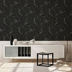 Galerie Wallcoverings Product Code BB51157 - The Bricks And More Wallpaper Collection - Grey Metallic Black Colours - Luxurious Marble Motif Design