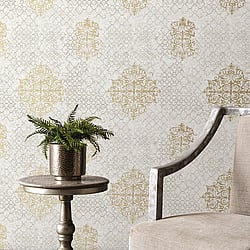 Galerie Wallcoverings Product Code CM2485 - Lustre Wallpaper Collection - Cream Colours - Damask Design