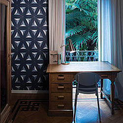 Galerie Wallcoverings Product Code EL21073 - Elisir Wallpaper Collection - Blue Gold Colours - Geo Triangles Design