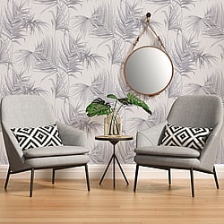 Galerie Wallcoverings Product Code ES31135 - Escape Wallpaper Collection - Light Grey, Dark Grey Colours - Palm Leaves Design