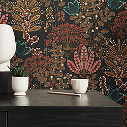 Galerie Wallcoverings Product Code FL61129 - Flourish Wallpaper Collection - Blue/Orange Colours - Dreaming Garden Motif Design