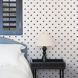 Galerie Wallcoverings Product Code G23101 - Deauville Wallpaper Collection - Navy Blue White Colours - Deauville Star Design