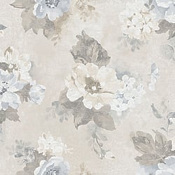 Galerie Wallcoverings Product Code G34103 - Vintage Damasks Wallpaper Collection - Blue Grey Cream Colours - Vintage Bloom Design