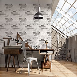 Galerie Wallcoverings Product Code G45353 - Grunge Wallpaper Collection - White Grey Colours - Exposed Brick Design