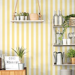 Galerie Wallcoverings Product Code G45400 - Smart Stripes 3 Wallpaper Collection - Yellow White Colours - Awning Stripe Design