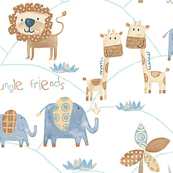 Galerie Wallcoverings Product Code G56022 - Just 4 Kids Wallpaper Collection - Blue Beige Colours - Jungle Friends Design