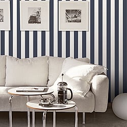 Galerie Wallcoverings Product Code G67523 - Smart Stripes 3 Wallpaper Collection - Navy Colours - Awning Stripe Design