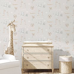 Galerie Wallcoverings Product Code G78379 - Tiny Tots 2 Wallpaper Collection - Greige Tan Colours - Jungle Friends Design