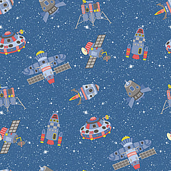 Galerie Wallcoverings Product Code G78411 - Tiny Tots 2 Wallpaper Collection - Cobalt Primary Glitter Colours - Spaceships Design