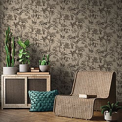 Galerie Wallcoverings Product Code HV41022 - Havana Wallpaper Collection - Brown Black Colours - Havana Jungle Palms Design