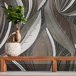 Galerie Wallcoverings Product Code HZ62065 - Horizon Wallpaper Collection - Beige Brown Metallic Colours - Flowing Leaf Design