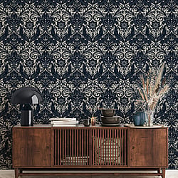 Galerie Wallcoverings Product Code LB25167 - Llewelyn-Bowen - Off The Wall Wallpaper Collection -  Damask Sauvage Design