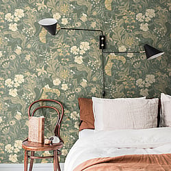 Galerie Wallcoverings Product Code S83104 - Sommarang 2 Wallpaper Collection - Grey Colours - Swedish Flowers and Leaves Design