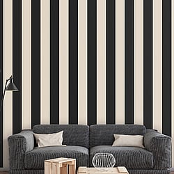 Galerie Wallcoverings Product Code SH34545 - Simply Stripes 3 Wallpaper Collection - Black Taupe Colours - Wide Stripe Design