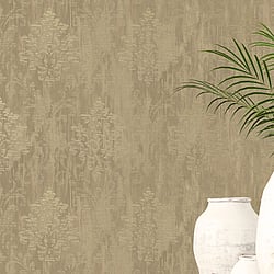 Galerie Wallcoverings Product Code W78178 - Metallic Fx Wallpaper Collection - Dark Gold Colours - Modern Metallic Damask Design