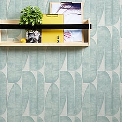 Galerie Wallcoverings Product Code WH30172 - Welcome Home Wallpaper Collection - Blue Colours - Geometric Leaf Design