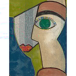 Galerie Wallcoverings Product Code WH45256M - Welcome Home Murals Wallpaper Collection - Blue, Multi-coloured, Green Colours - Abstract Face Expression Design