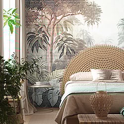 Galerie Wallcoverings Product Code WH45266M - Welcome Home Murals Wallpaper Collection - Blue, Green, White Colours - Sunset Forest Canopy Scene Design