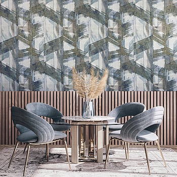 Galerie Wallcoverings Product Code 26797 - Crafted Wallpaper Collection - Blue Gold White Silver Colours -  