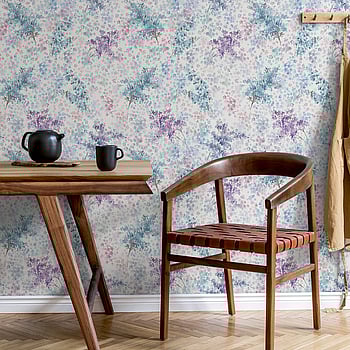 Galerie Wallcoverings Product Code 47450 - Flora Wallpaper Collection - White, Blue, Purple Colours -  