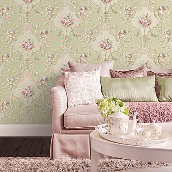 Galerie Wallcoverings Product Code CI38232 - Classic Silks 4 Wallpaper Collection - Green Pink Blue Colours -  