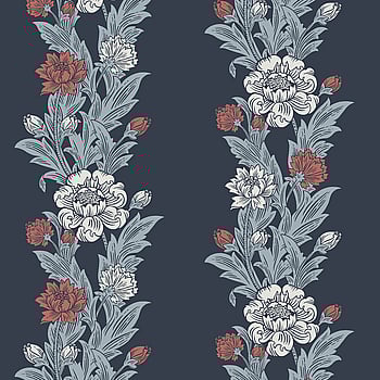 Galerie Wallcoverings Product Code ET12712 - Arts and Crafts Wallpaper Collection - Navy White Red Colours -  