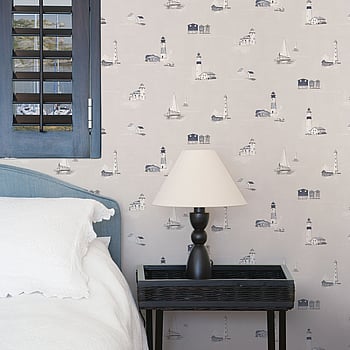 Galerie Wallcoverings Product Code G23312 - Deauville 2 Wallpaper Collection - Navy Blue Sky Blue Beige Colours -  