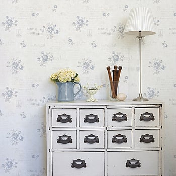 Galerie Wallcoverings Product Code G45081 - Vintage Rose Wallpaper Collection - Blue Cream Colours -  