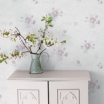 Galerie Wallcoverings Product Code G45082 - Vintage Rose Wallpaper Collection - Burgundy Pink Cream Colours -  