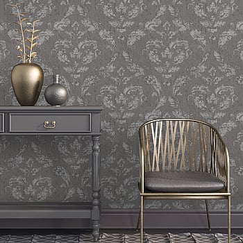 Galerie Wallcoverings Product Code G67782 - Ambiance Wallpaper Collection - Charcoal Silver Colours -  