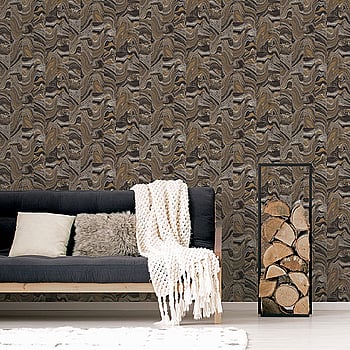 Galerie Wallcoverings Product Code G67975 - Organic Textures Wallpaper Collection - Black Gold Colours -  