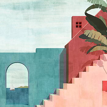 Galerie Wallcoverings Product Code WH45255M - Welcome Home Murals Wallpaper Collection - Blue, Green, Pink Colours -  